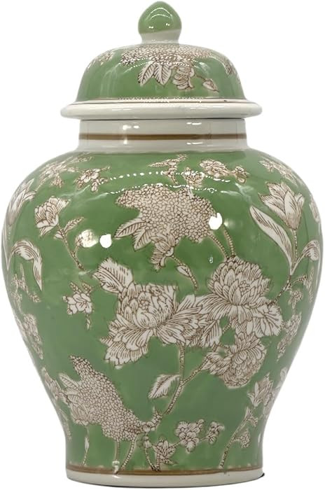 Galt International Classic Green & White Floral Chinoiserie Jar 12" w/Lid - Ginger Jar, Tea Stora... | Amazon (US)