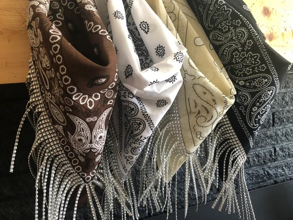 Rhinestone Fringe Bandana / Cowgirl Bachelorette Party / Disco | Etsy | Etsy (US)