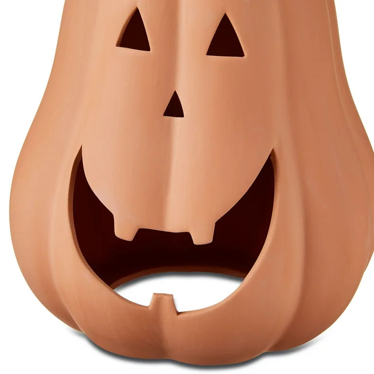 Clay Jack-o'-Lantern Tabletop Decor, Brown, 13", Fall by Way To Celebrate - Walmart.com | Walmart (US)