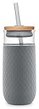 Ello Devon Glass Tumbler with Silicone Sleeve, 18 oz, Grey | Amazon (US)