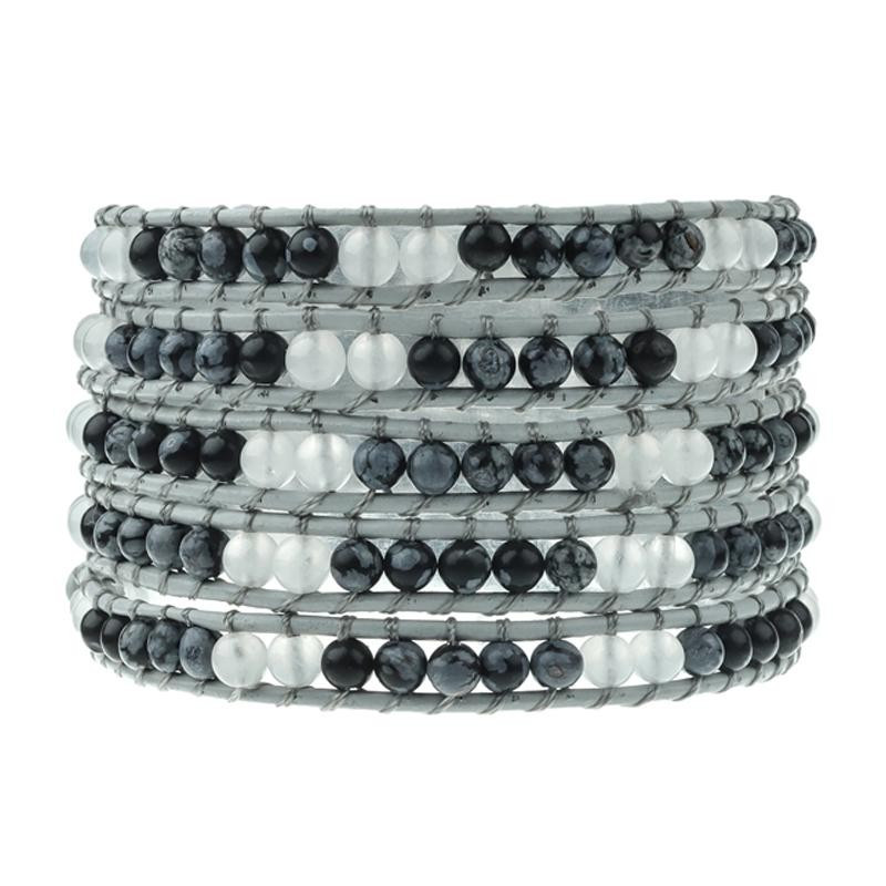 Snowflake and Black Marble Beads on Gray | Victoria Emerson