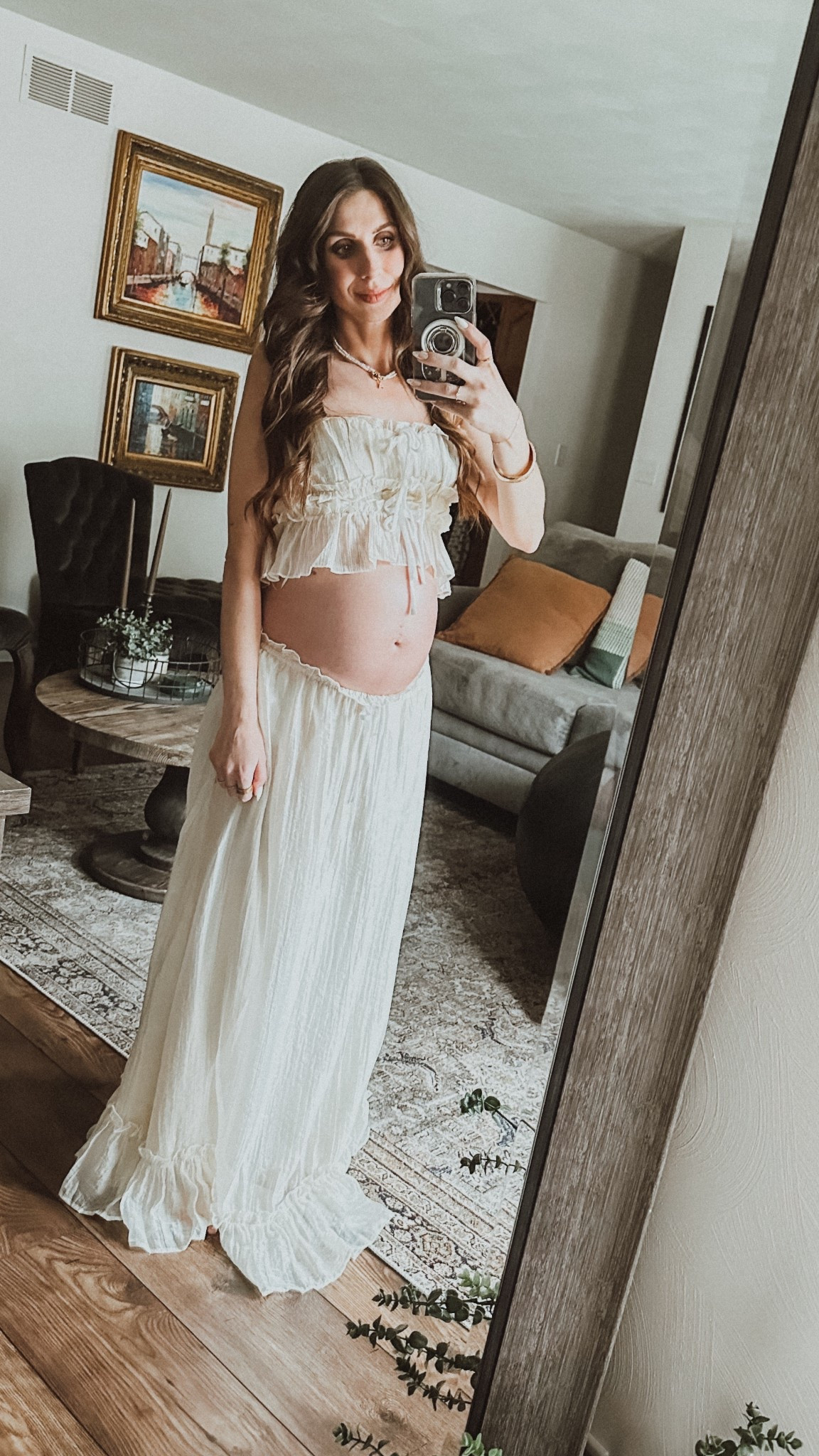 Looking for a summertime maternity photoshoot outfit that not only shows the bump, but can be worn after baby has arrived?? This boho-style 12th tribe two-piece set caught my eye IMMEDIATELY. 

I am wearing a size S in the top and the bottom. I could have probably gotten an XS for the top. It also comes in a beautiful baby blue color, also linked here. 

#LTKBump #LTKStyleTip