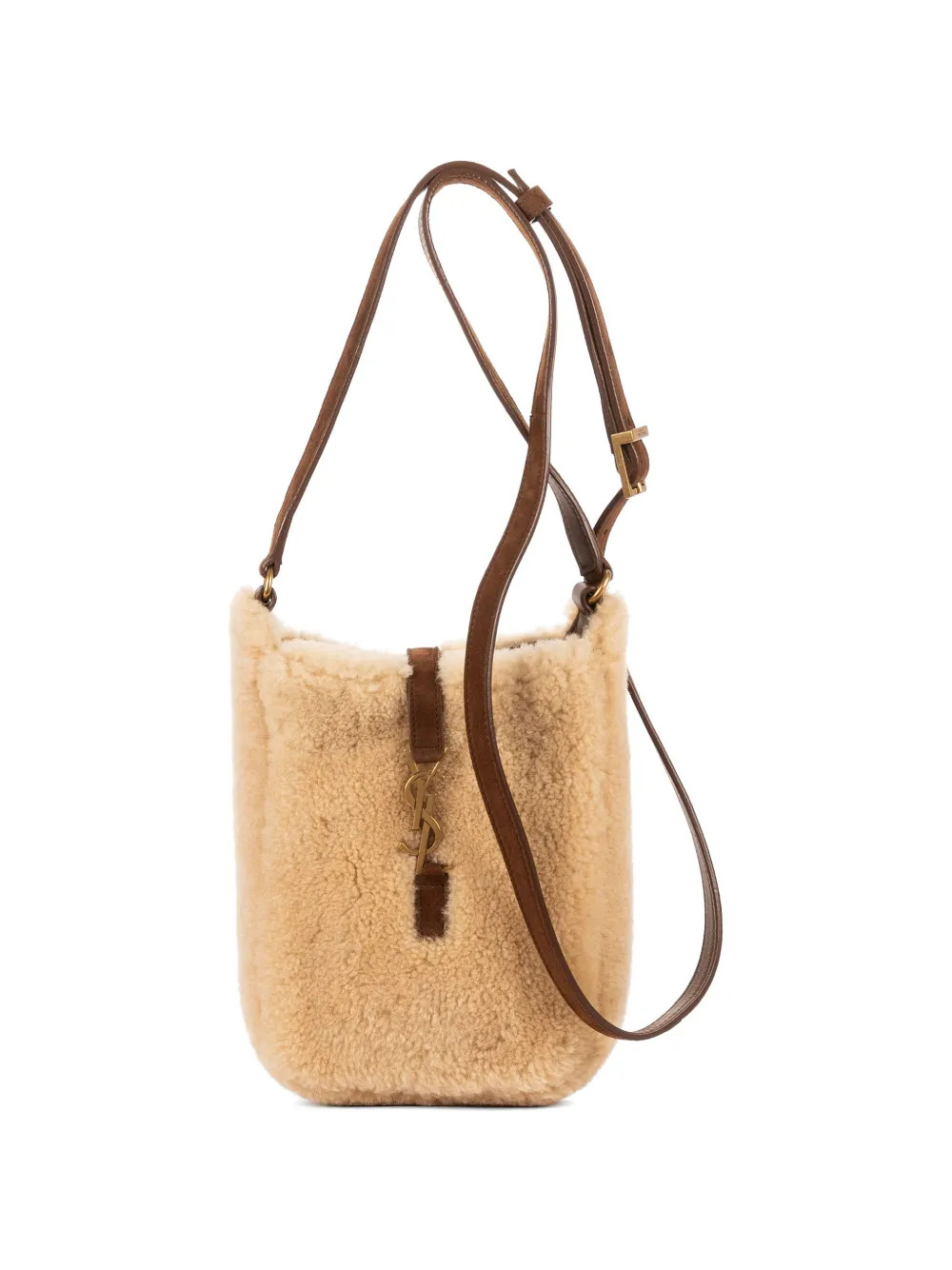 Saint Laurent Pre-Owned 5 à 7 shearling cross body bag - Neutrals | Farfetch Global