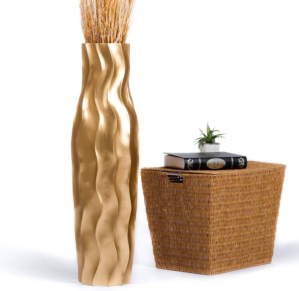 Leewadee Large Floor Vase – Handmade Flower Holder Made of Wood, Sophisticated Vessel for Decor... | Amazon (US)