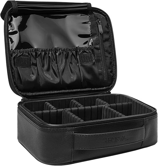 VASKER Make up Bag Makeup Case Travel Makeup Bags Organizer for Women Professional Leather Cosmet... | Amazon (US)