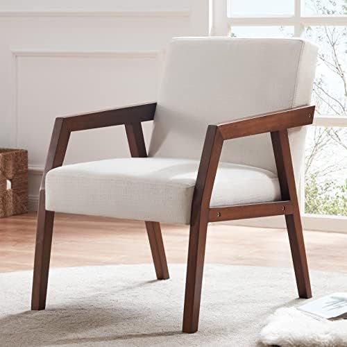 HUIMO Arm Chair Accent Chair, Wooden Mid-Century Modern Accent Chairs, Elegant Upholstered Lounge Ch | Amazon (US)