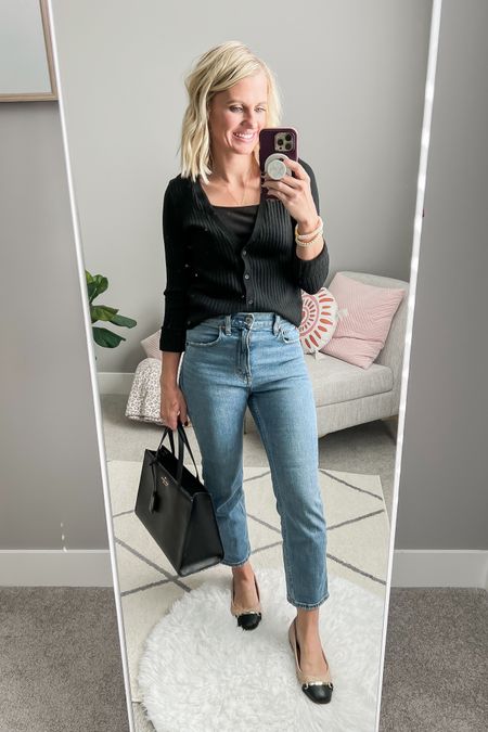 What I wore this week. This outfit is probably my favorite outfit from the week. Sizing details ➡️ top- small || jeans- 26/short fit TTS || shoes- 7.5 fit TTS || purse is thrifted, linked a similar style  

#LTKstyletip #LTKfindsunder100 #LTKSeasonal