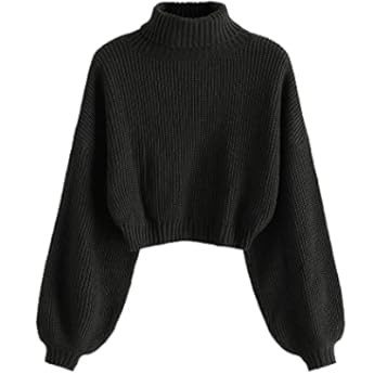 PRETTYGARDEN Women's 2023 Fall Winter Turtleneck Cropped Sweater Causal Ribbed Knit Long Sleeve Pullover Jumper Tops | Amazon (US)