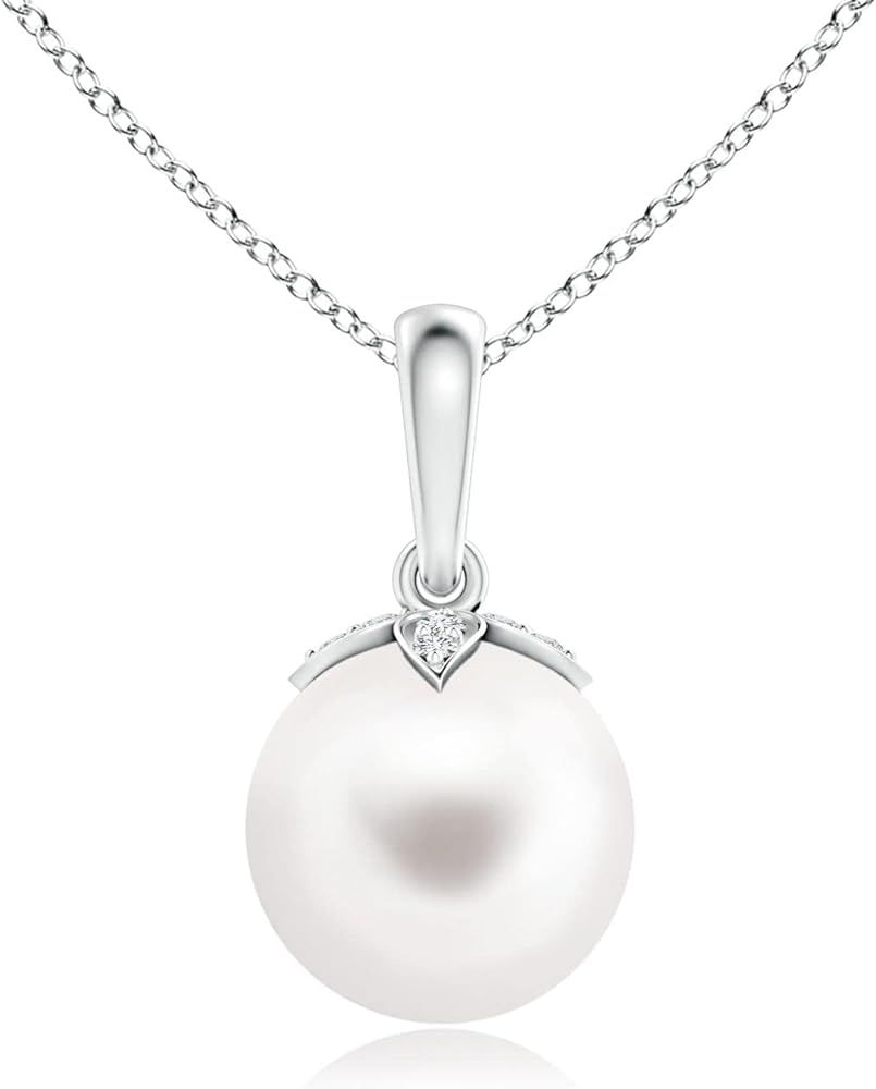 Angara Freshwater Cultured Pearl Drop Pendant Necklace for Women, Girls in Sterling Silver / 14K ... | Amazon (US)