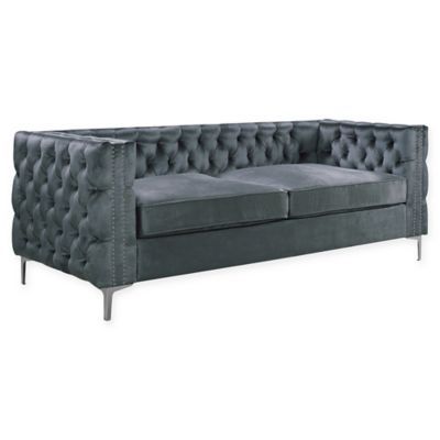 Chic Home Picasso Velvet Sofa in Grey | Bed Bath & Beyond