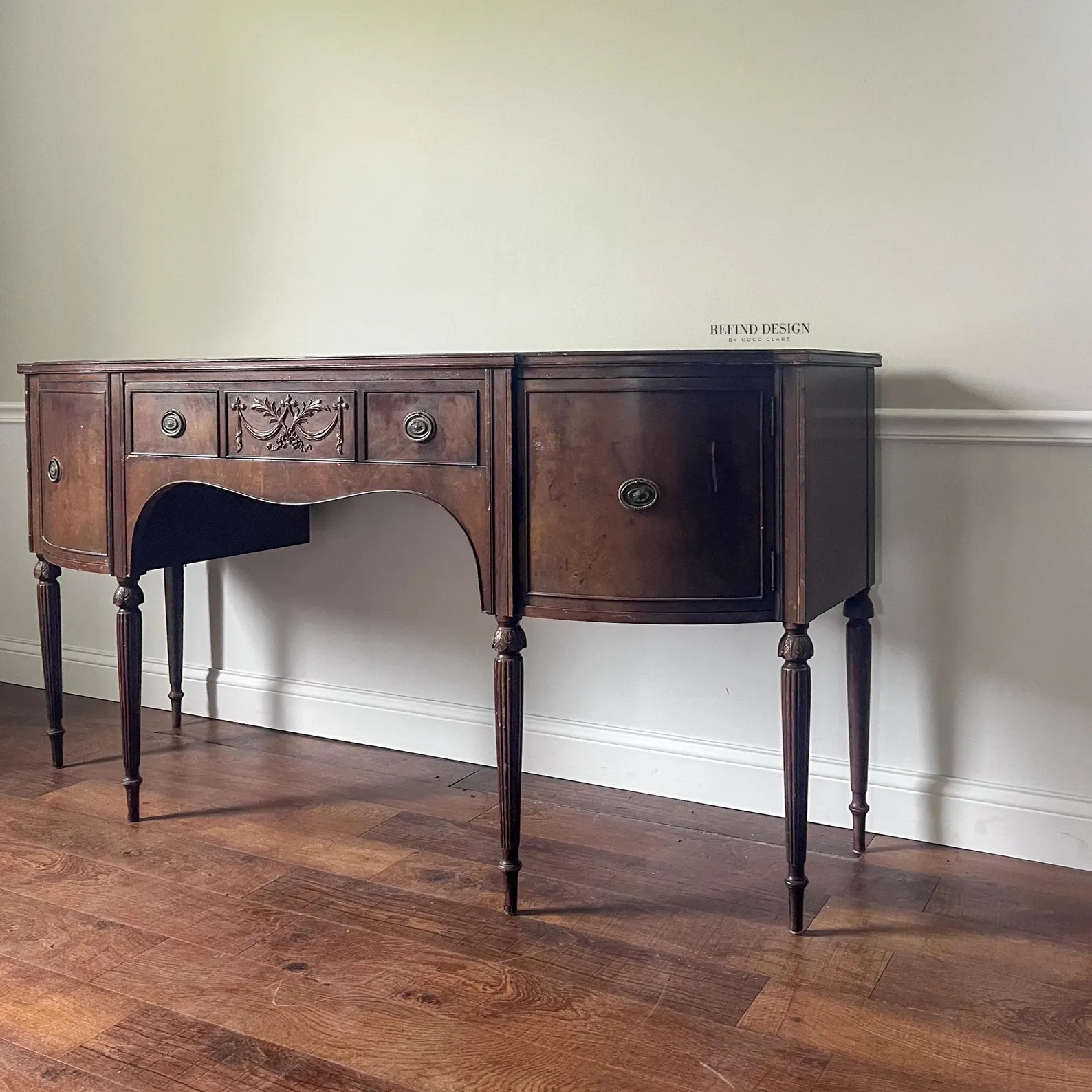 Customizable Mahogany Hepplewhite Sideboard | Rare 74” Demilune Buffet With Brass Hardware - Et... | Etsy (US)
