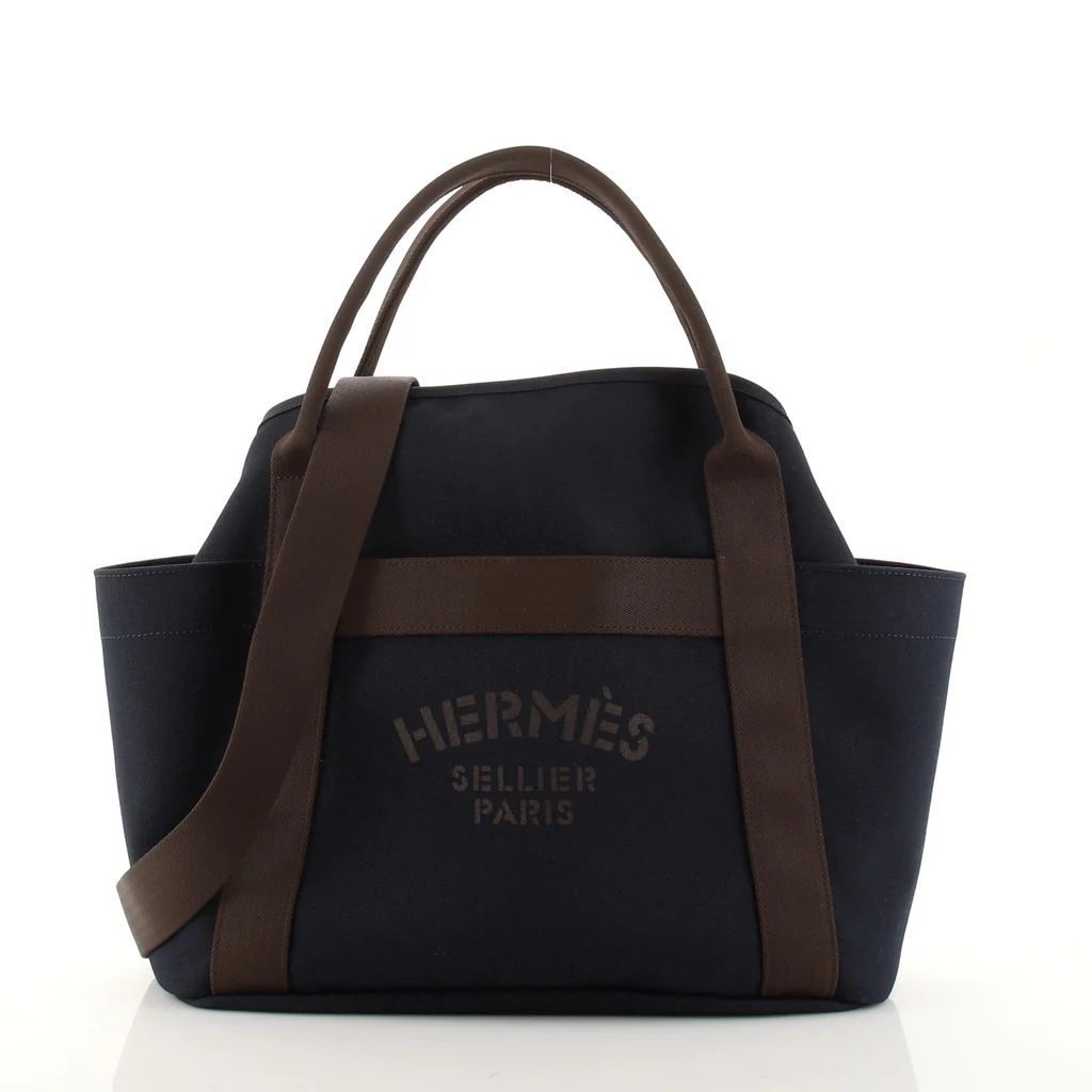 Hermes Sac De Pansage Groom Handbag Canvas Blue 1120702 | Rebag