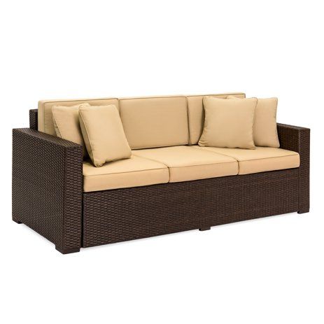 Best Choice Products 3-Seat Outdoor Wicker Sofa Couch Patio Furniture w/ Steel Frame and Removabl... | Walmart (US)