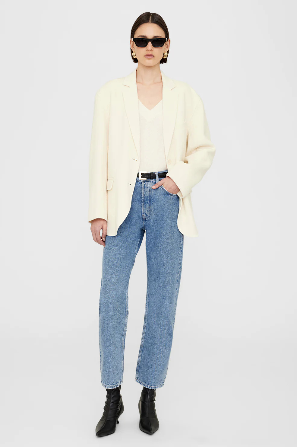 Quinn Blazer - White Cashmere Blend | Anine Bing