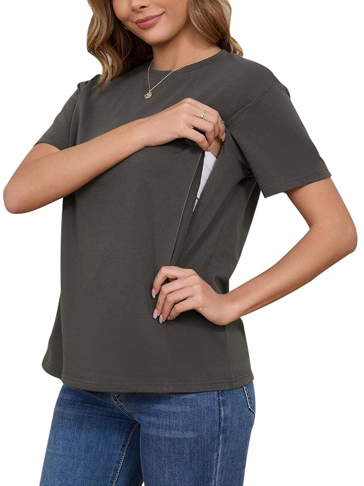 Ecavus Women's Nursing Shirts for Breastfeeding with Hidden Zipper Soft Breastfeeding Tops for Wo... | Amazon (US)