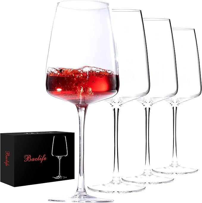 Amazon.com: Hand Blown Red Wine Glasses Set of 4 – Premium Crystal Wine Glasses With Long Stem,... | Amazon (US)
