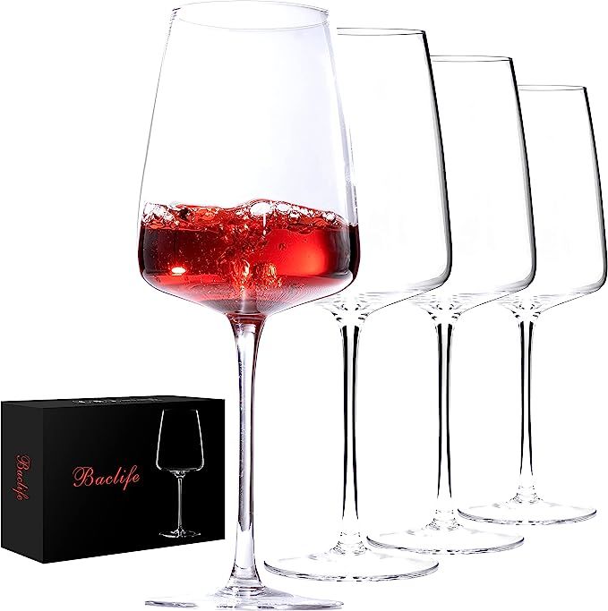 Amazon.com: Hand Blown Red Wine Glasses Set of 4 – Premium Crystal Wine Glasses With Long Stem,... | Amazon (US)
