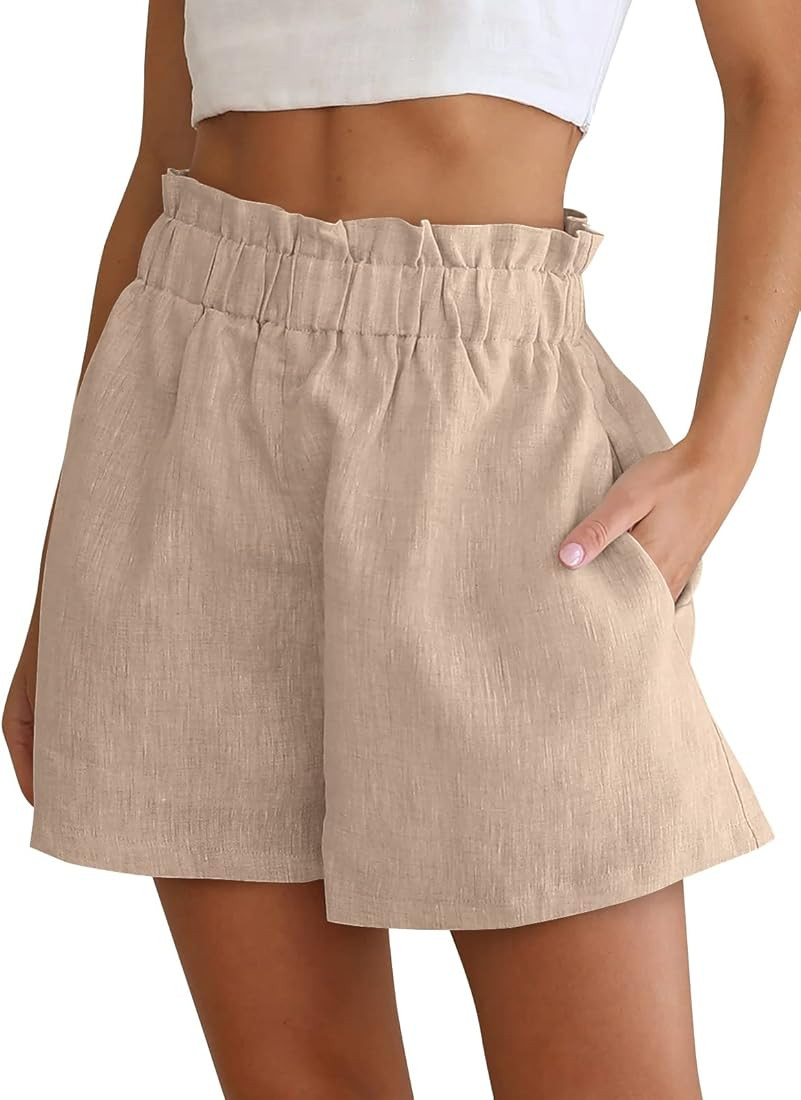 AUTOMET Womens Linen Casual Shorts High Waisted Comfy Shorts Summer Cotton Outfits Fashion Clothi... | Amazon (US)