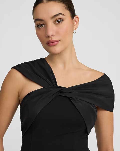 Mixed Media Off The Shoulder Twist Front Top | Express