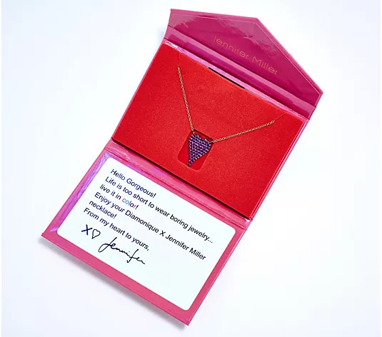 Make Your Selection: Diamonique x Jennifer Miller Mini Pave Heart Necklace, Sterling Silver | QVC