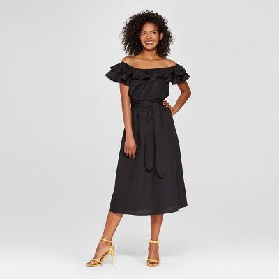 Women's Wrap Tie Bardot Midi Dress - Who What Wear™ | Target