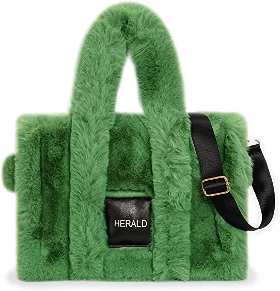 Herald Large Tote Bag for Women Soft Winter Fluffy Fuzzy Furry Plush Top Handle Purse and Handbag... | Amazon (US)