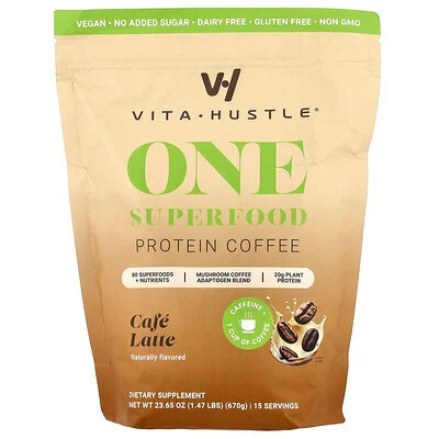 VitaHustle, One Superfood Protein Coffee, Cafe Latte, 1.47 lbs (670 g) | iHerb