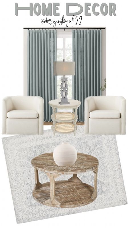 Love this home decor!
#designsbyali22 #salealert #livingroom #swivelchairs #coffeetable #rug #sidetable #home #homedecor #curtains #lamps #accentdecor

#LTKhome #LTKstyletip #LTKsalealert