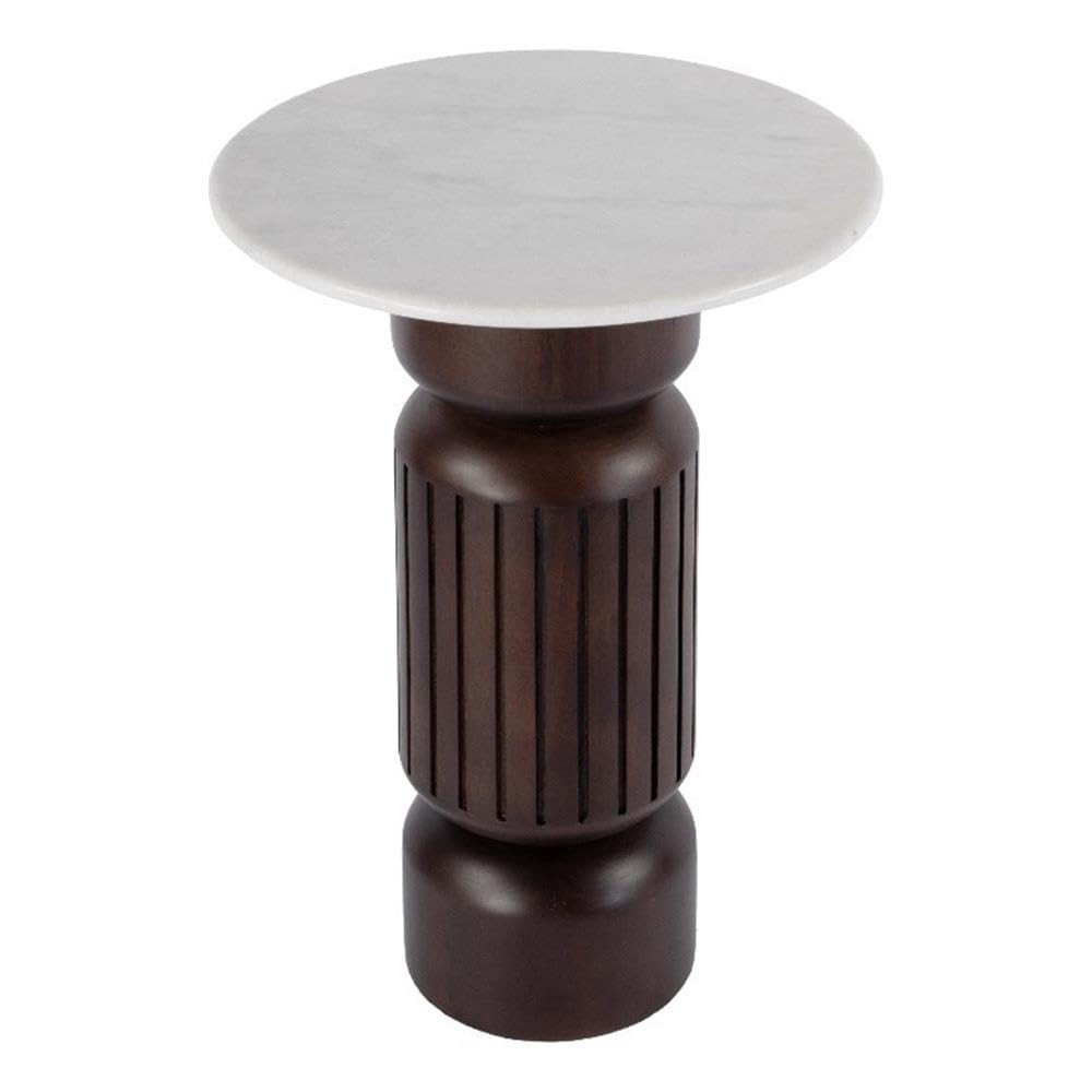 Butler Specialty Company Nala Marble and Wood Side Table - White/Light Beige | Amazon (US)