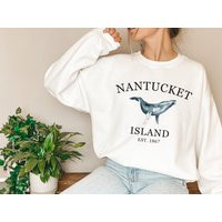 Nantucket Sweatshirt, Whales Shirt, Gift, Shirts, Beach Preppy Summer Beachy Crewneck | Etsy (US)