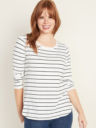 Luxe Long-Sleeve Hi-Lo Hem Striped Tee for Women | Old Navy (US)
