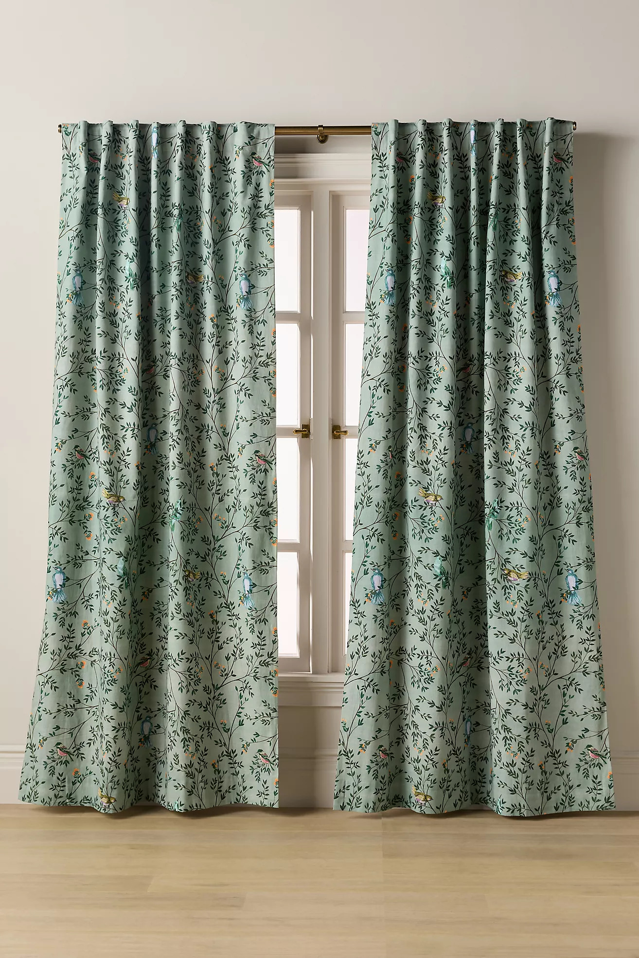 Priyanka Organic Cotton Printed Bird Blackout Curtain | Anthropologie (US)