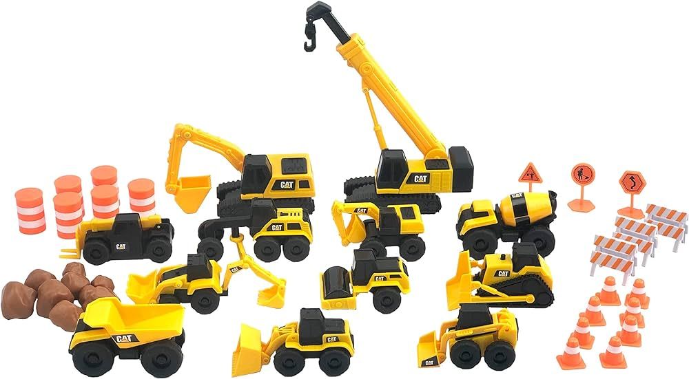 CAT Construction Toys, Little Machines Mega Activity Playset w/ 41 Pieces, XL Crane/Excavator & C... | Amazon (US)