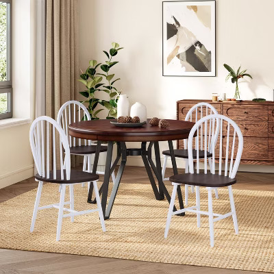 5 Piece Dining Table Set for 4, Round Dining Set Kitchen Table Set with 4 Chairs - ModernLuxe | Target