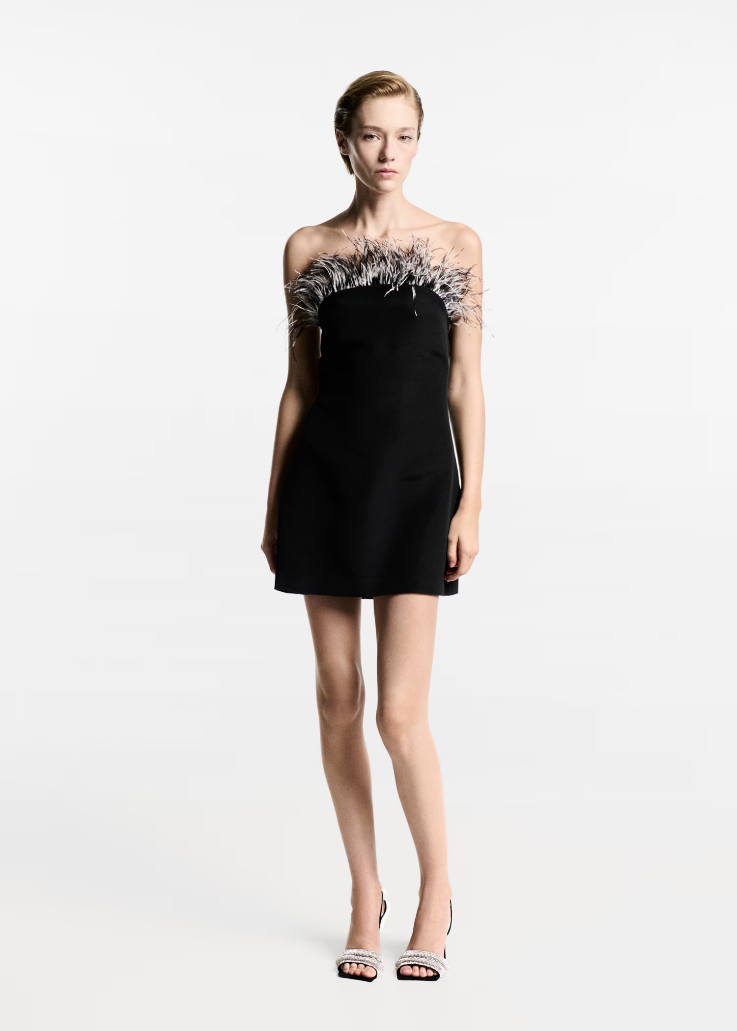 Strapless dress with feather detail - Women | MANGO USA | Mango (US/MX/AU)