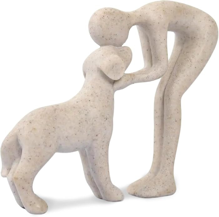 Abstract Resin Hand-Painted Sculpture of Person and Dog Bonding \u2013 Head-to-Head Intimate Figu... | Amazon (US)