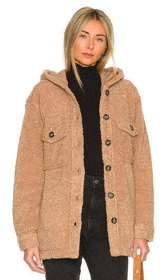Harlow Sherpa Jacket in Maple | Revolve Clothing (Global)