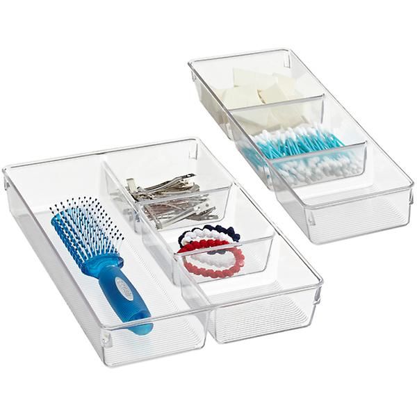 iDESIGN Linus 6-Section Tray Clear | The Container Store