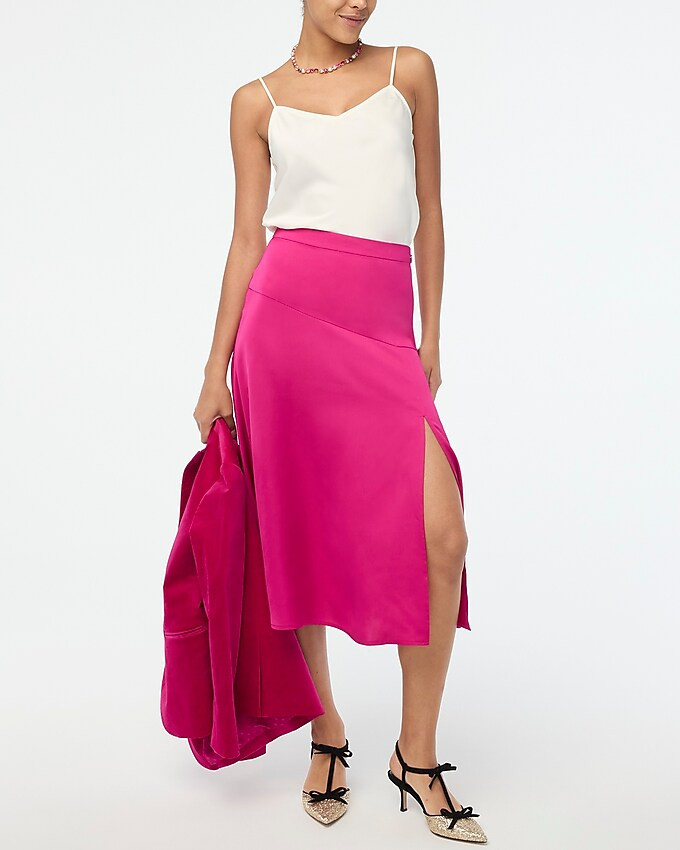 Midi slip skirt with slit | J.Crew Factory