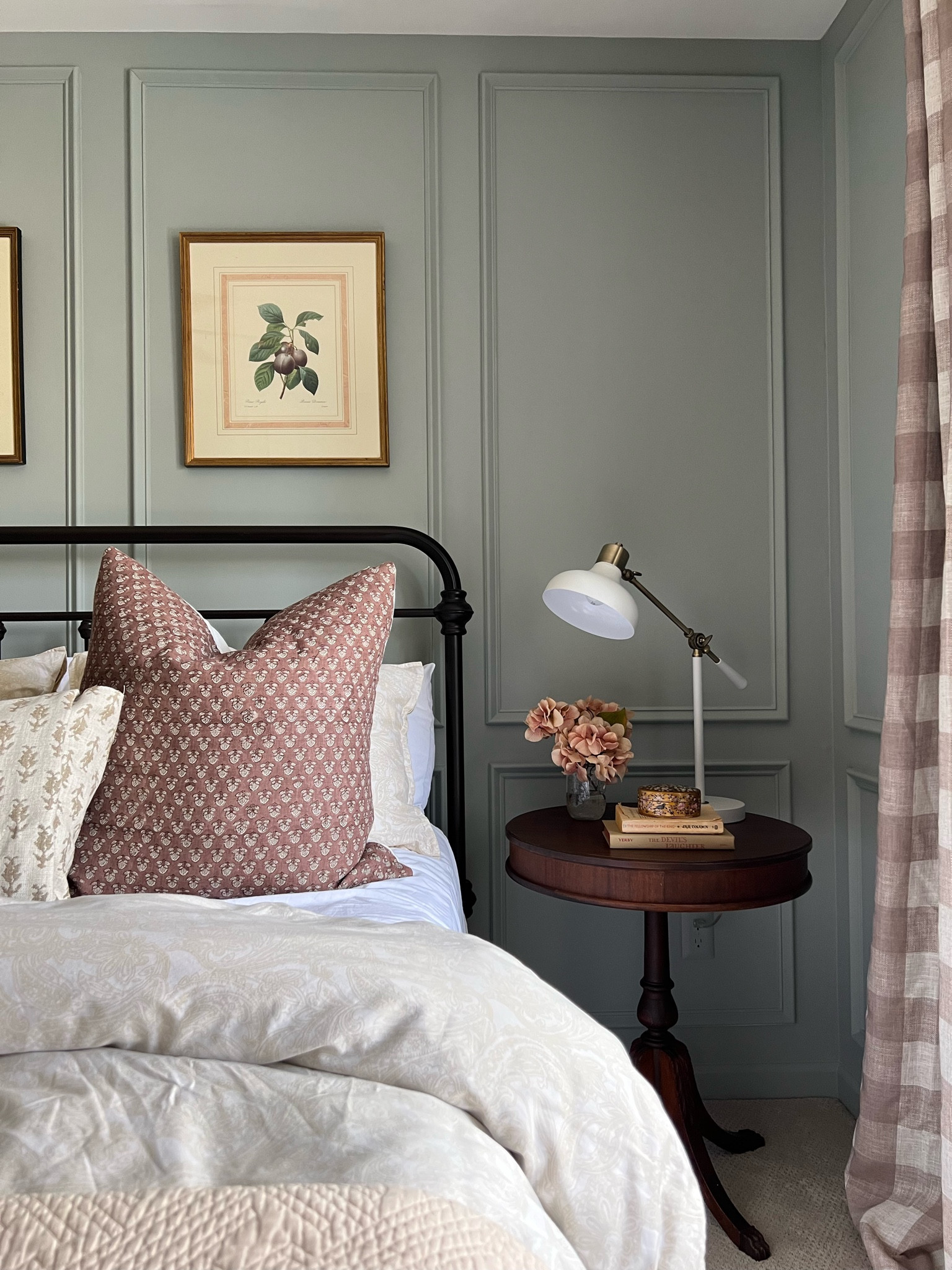 Buffalo curtains / gingham curtains/ purple pillows / wrought iron bed / metal bed / bedroom 

#LTKhome