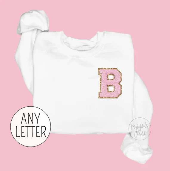 Glitter Patch Initial Sweatshirt Varsity Letter Patch - Etsy | Etsy (US)