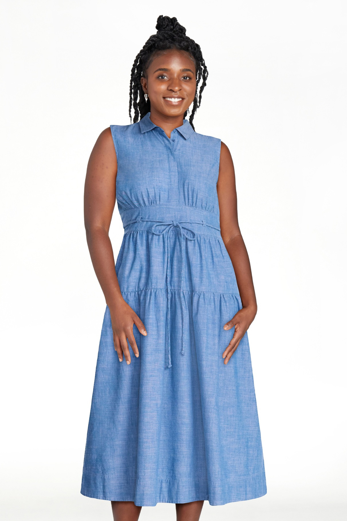 Free Assembly Women's and Women's Plus Sleeveless Cotton Maxi Shirtdress with Belt, Sizes XS-4X | Walmart (US)