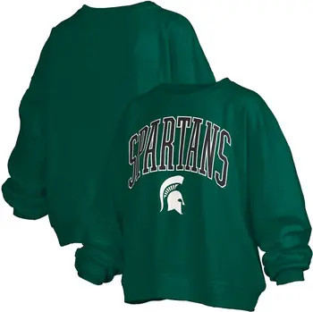 Women's Pressbox Green Michigan State Spartans Janise Arch Over Logo Waist Length Oversized Pullo... | Nordstrom