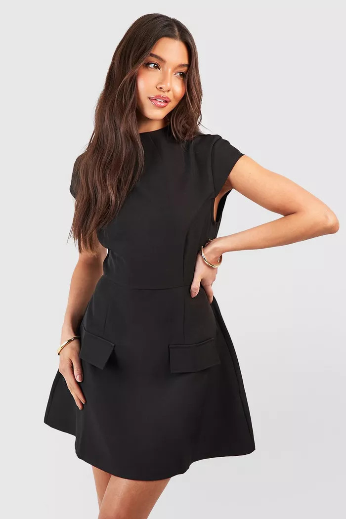 High Neck Structured Tailored Mini Dress | boohoo (US & Canada)