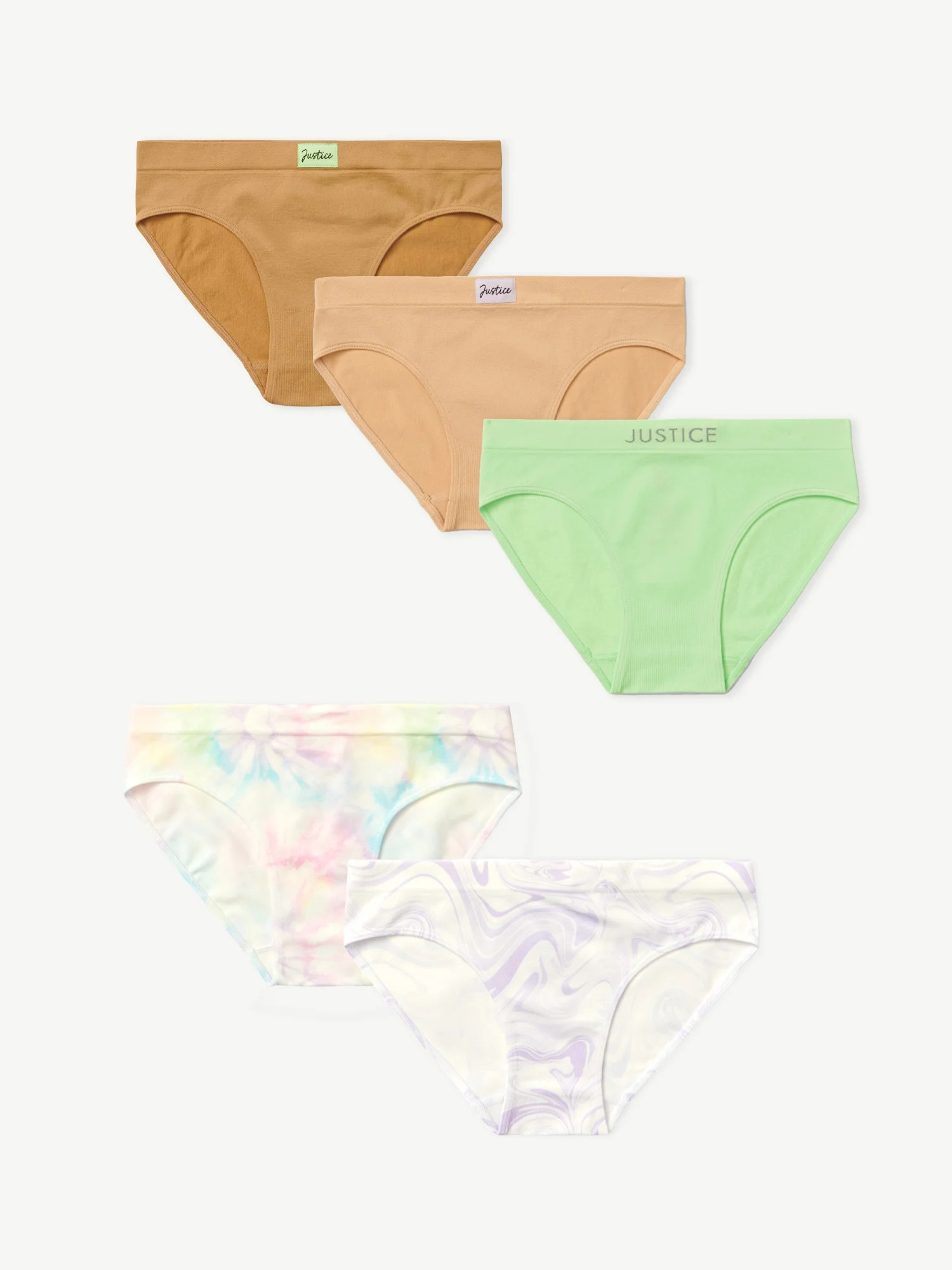 Justice Girls "Shades Collection" Bikini Undies, 5-Pack, Sizes 6-16 - Walmart.com | Walmart (US)