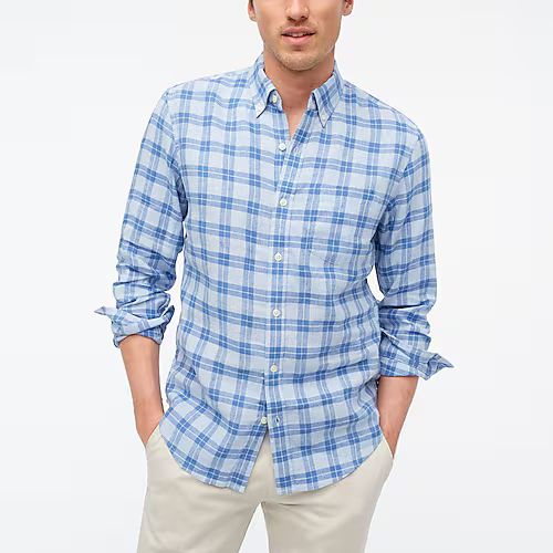 Regular plaid linen-cotton shirt | J.Crew Factory