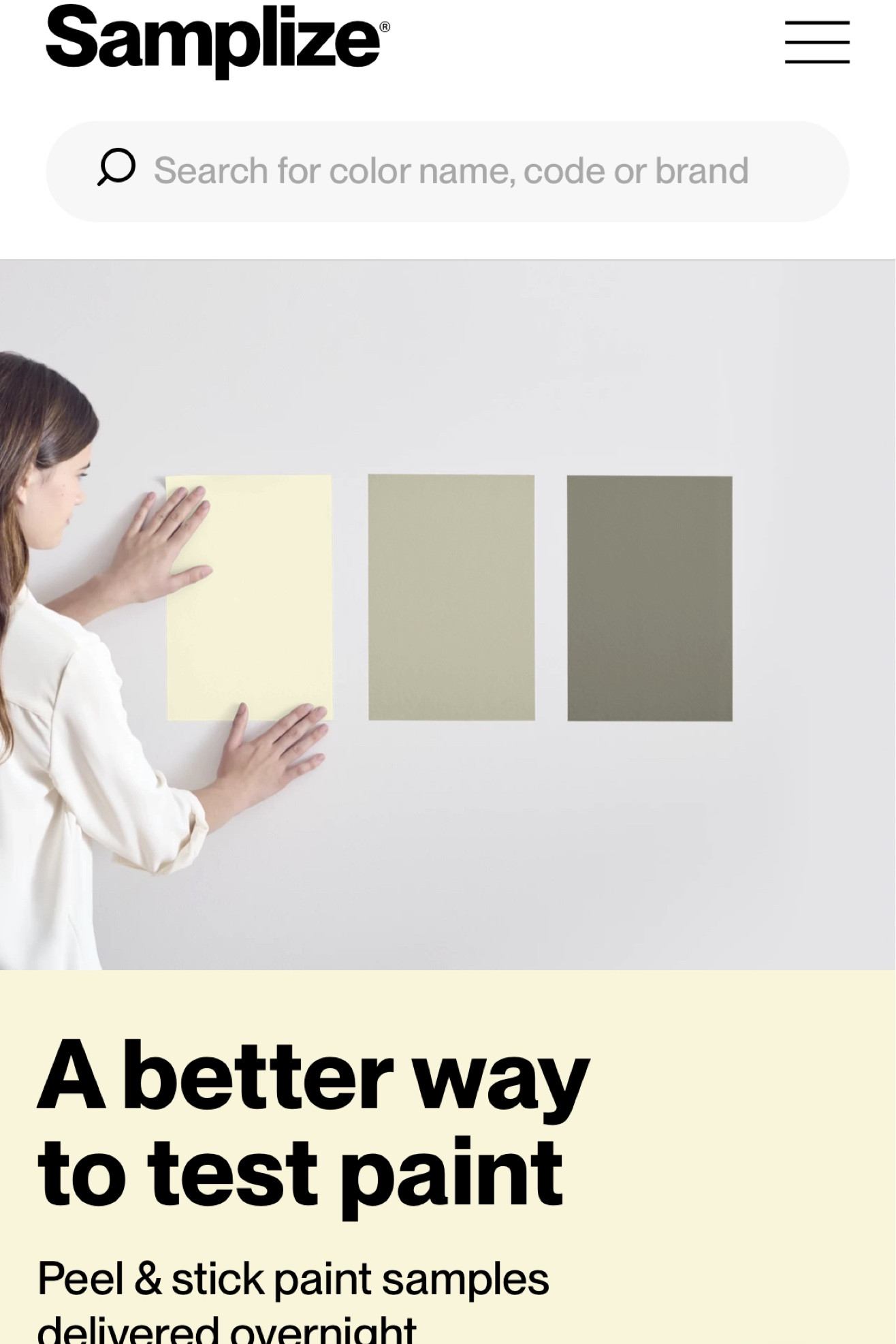 A better way to choose paint! Peel and stick paint samples! Choose colors from major  brands that are overnighted to your door! Gone are the days of painting those messy squares in the wall…that just need to be covered up again! Samplize samples are made with REAL paint…two coats…so it’s a 100% match! 

#paintsamples #samplize #paint #wallpaint 

#LTKhome