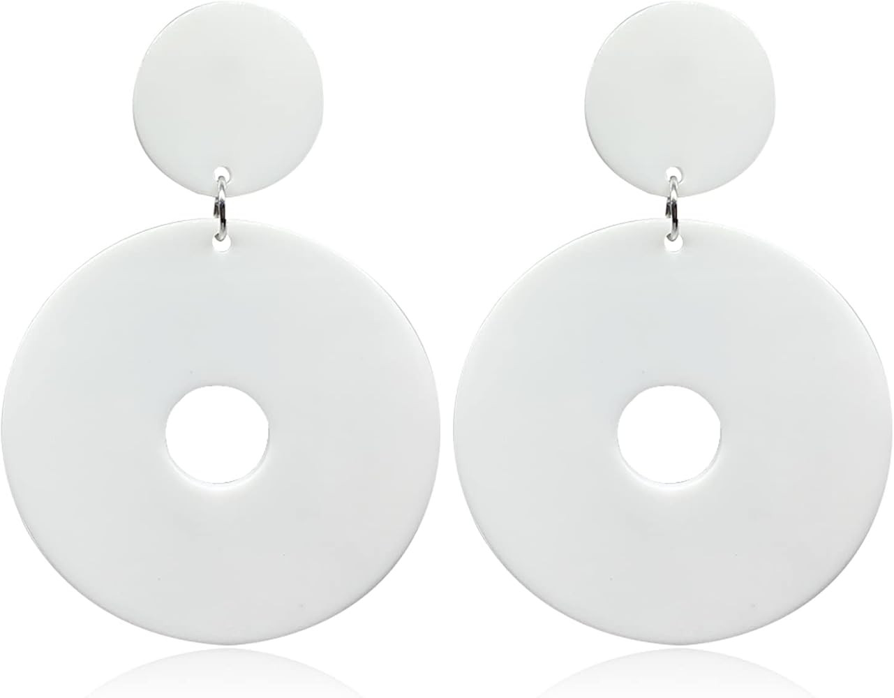 Retro Simple Acrylic Neon Earrings Hollow Round Dangle Drop Earrings for Women Girls Resin Geomet... | Amazon (US)