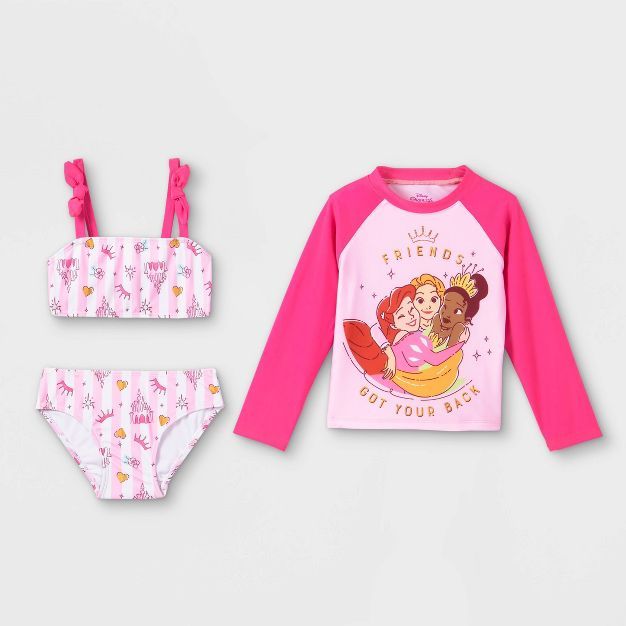 Toddler Girls' Disney Princess Rash Guard Set - Pink | Target