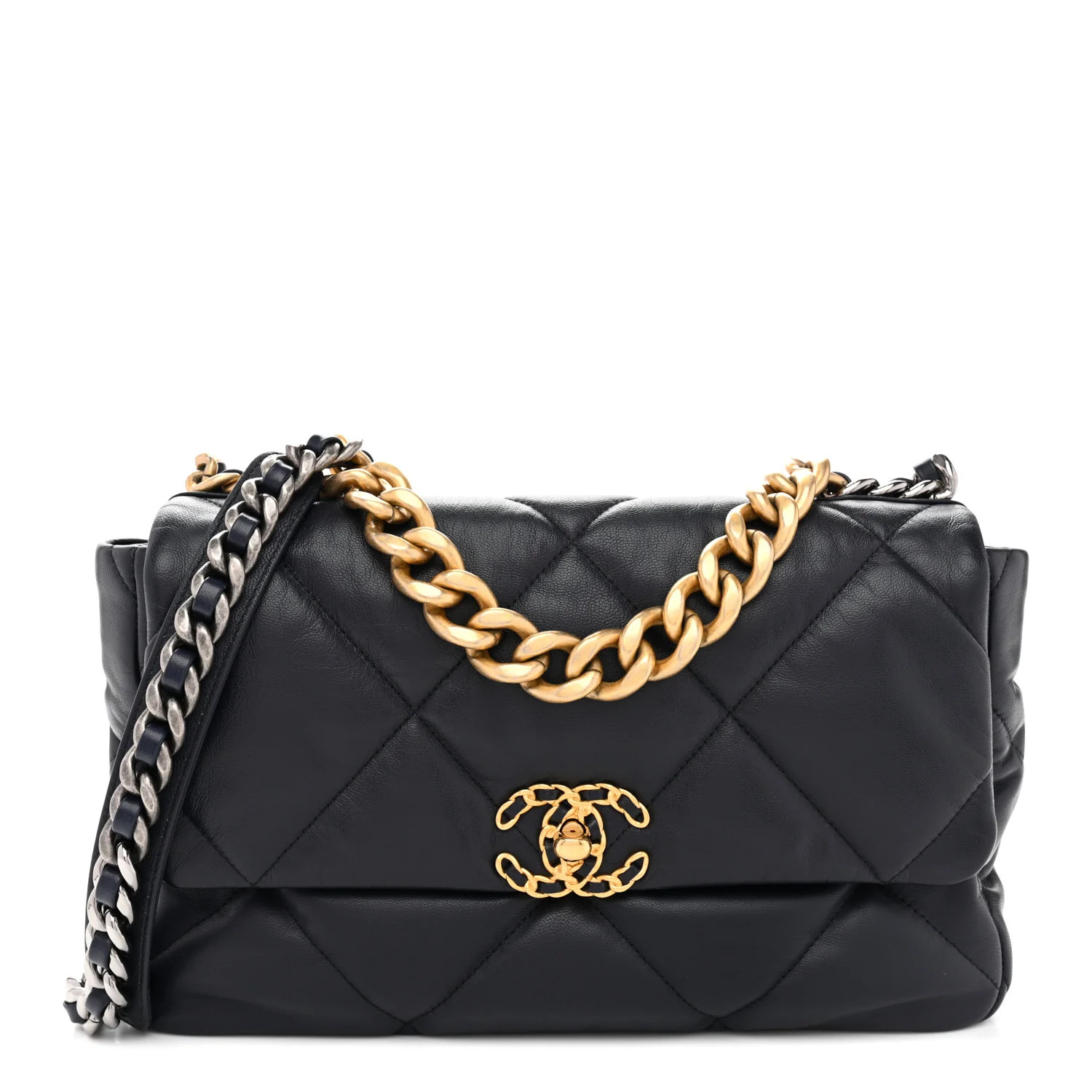 Goatskin Quilted Large Chanel 19 Flap Navy Blue | FASHIONPHILE (US)
